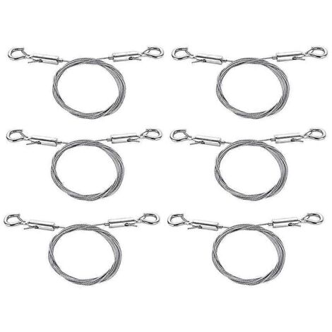 Lot de 6 fils de suspension réglables pour tableaux, 2 m x 1,5 mm, avec crochet, en acier inoxydable.-AquaForge (1/5)