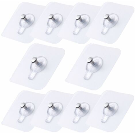 Lot de 10 crochets adhésifs transparents pour tableaux, fixation sans perçage.-AquaForge (1/5)