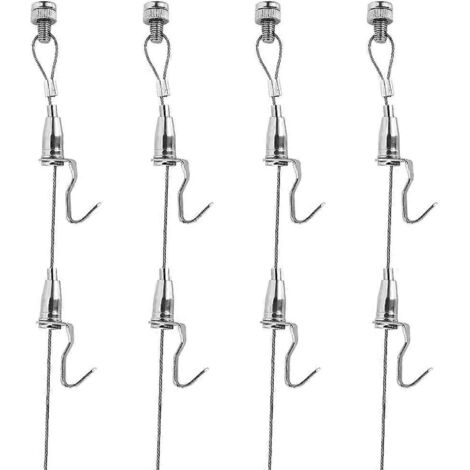 Crochets et fil pour cimaise, système d'accrochage réglable de 1,5 mètre pour galerie d'art, argent-AquaForge (1/4)