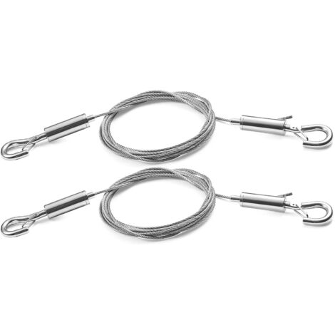 Lot de 2 fils de suspension réglables pour tableaux - Kit robuste en acier inoxydable de 1 m x 1,5 mm pour miroirs, lampes, panneaux et plus encore-AquaForge (1/5)
