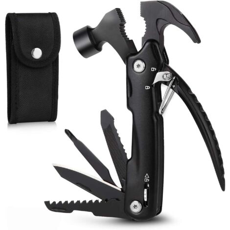 Préparation aux situations d'urgence dans votre poche : Marteau multifonction, compagnon d'extérieur 12 en 1, design compact, durabilité en acier inoxydable, cadeau pour hommes-AquaForge (1/5)