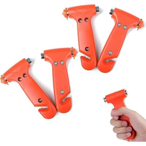 Lot de 4 marteaux d'urgence pour voiture, marteau de sécurité 2 en 1 pour voiture, brise-vitre et coupe-ceinture de sécurité, kit de premiers secours-AquaForge (1/5)