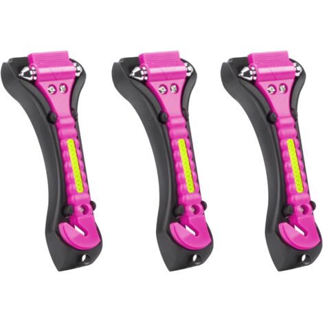 Marteau d'urgence 2 en 1 pour voiture - Brise-vitre et coupe-ceinture de sécurité, lot de 3 outils de sécurité pour véhicule, rose-AquaForge (1/5)