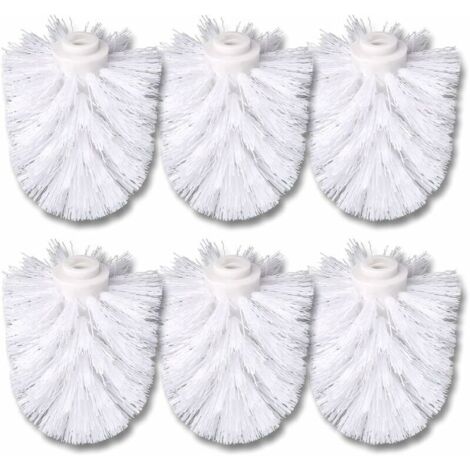 Lot de 6 têtes de brosse blanches pour WC - Brosses de rechange remplaçables individuellement pour le nettoyage des toilettes-AquaForge (1/4)