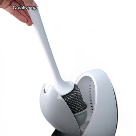 Brosse WC murale en silicone, manche long, en plastique noir.-AquaForge (1/5)