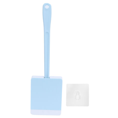 Brosse de toilette murale avec couvercle et manche long souple, idéale pour la salle de bain, l'hôtel ou la maison (bleue)-AquaForge (1/5)