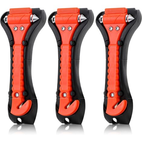 Lot de 3 marteaux d'urgence pour voiture avec coupe-ceinture de sécurité, marteau de sécurité, marteau de sauvetage pour voiture, bus, camion-AquaForge (1/5)