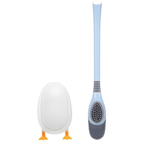 Brosse de toilette en silicone avec support, brosse de nettoyage pour un nettoyage en profondeur des toilettes, brosse de salle de bain au design en forme de canard-AquaForge