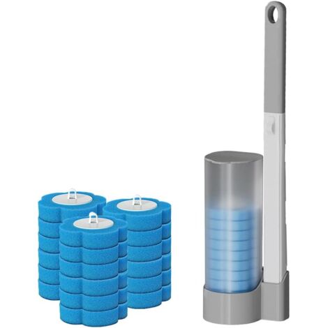 Kit de brosse de toilette jetable avec support et 24 têtes de rechange.-AquaForge (1/5)