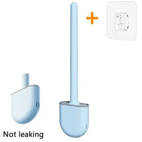 Brosse de toilette en silicone avec support et base anti-fuite pour salle de bain-AquaForge (1/5)