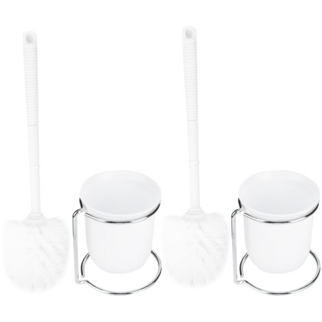 Lot de 2 brosses de toilette sur pied avec support et manche amovible pour le nettoyage de la salle de bain-AquaForge (1/5)