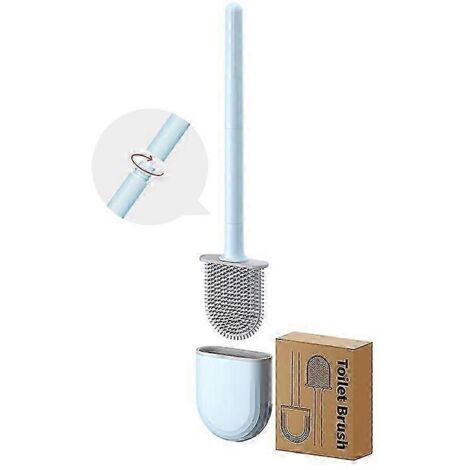 Brosse WC murale Hengjia sans perçage, sans angles morts, avec tige amovible, bleu iceberg, étanche.-AquaForge (1/5)