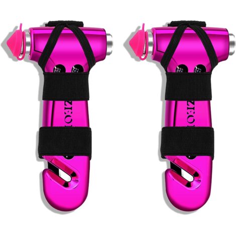 Marteau de sécurité mignon, modèle 2025, avec brise-vitre et coupe-ceinture de sécurité, marteau d'urgence pour voiture, outil d'évacuation, rose, lot de 2-AquaForge (1/5)