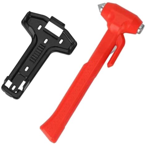 Marteau de voiture, brise-vitre, marteau d'urgence, couteau de ceinture à manche long - Rouge-AquaForge (1/5)