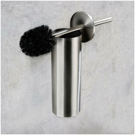 Brosse de toilette ronde en acier inoxydable 304 avec support à seau long (argenté)-AquaForge (1/5)