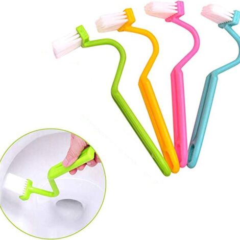 Lot de 4 brosses de toilette, nettoyant salle de bain, couleur claire, pour la maison KLB-AquaForge (1/5)