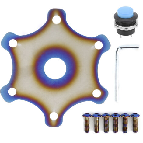 Cache universel en métal ABS pour bouton de klaxon de volant, 6 fixations, bleu course-AquaForge (1/5)