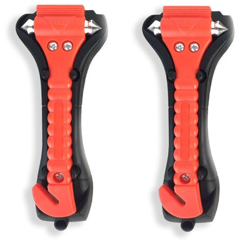 Lot de 2 marteaux d'urgence avec brise-vitre et coupe-ceinture de sécurité, marteau de sécurité automobile, outils d'évacuation d'urgence-AquaForge (1/5)
