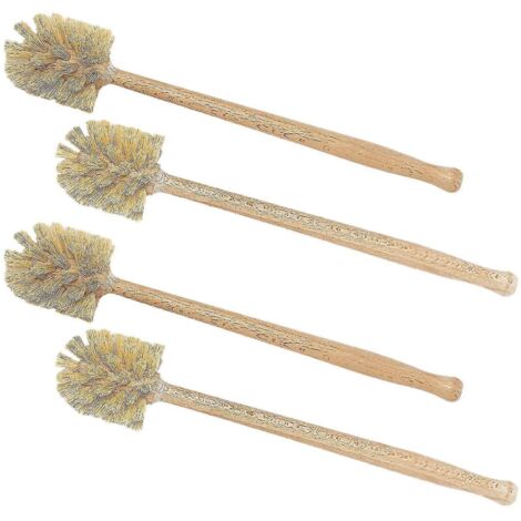Brosse de toilette, lot de 4 brosses en bois de hêtre, poils de chanvre résistants pour un nettoyage à 360°-AquaForge (1/5)