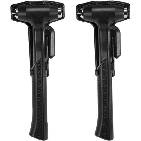 Lot de 2 marteaux de sécurité automobile, marteau d'urgence 3 en 1 avec brise-vitre et coupe-ceinture de sécurité, marteau d'urgence noir-AquaForge (1/4)