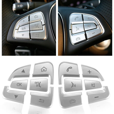 Lot de 12 enjoliveurs de boutons de volant style automobile pour GLC X253 2015-2016 et Classe C W205 2014-2015, en ABS argenté-AquaForge (1/5)