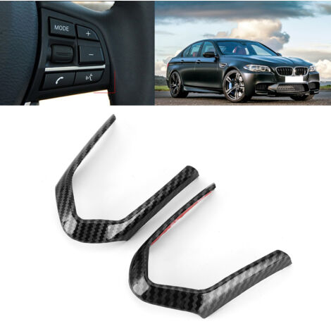 Garniture décorative de panneau de volant style fibre de carbone, cache-boutons compatible avec BMW Série 5 F10 F18 2013-2017 (angle droit)-AquaForge (1/5)