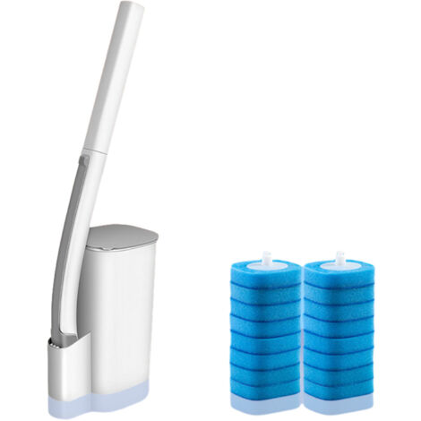 Ensemble de brosses de toilette sans lavage avec tête remplaçable pour le nettoyage des toilettes de salle de bain-AquaForge (1/5)