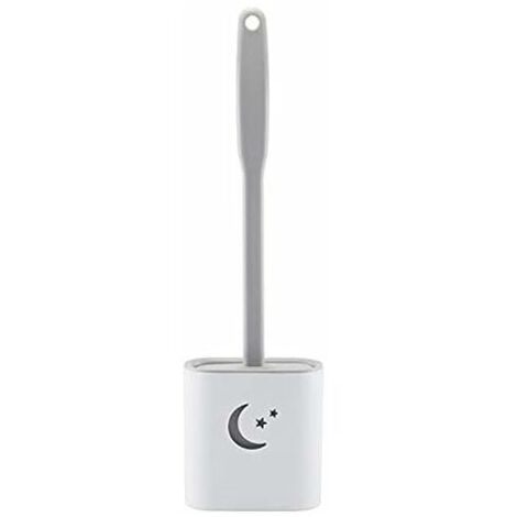 Brosse de toilette en silicone avec support et cuvette pour un nettoyage en profondeur (gris)-AquaForge (1/5)