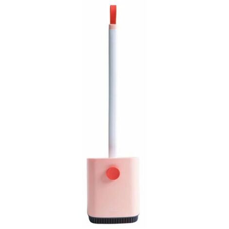 Ensemble de brosses de toilette, brosse de toilette sans angle mort, brosse de toilette à poils souples et manche long avec base (poudre)-AquaForge (1/5)