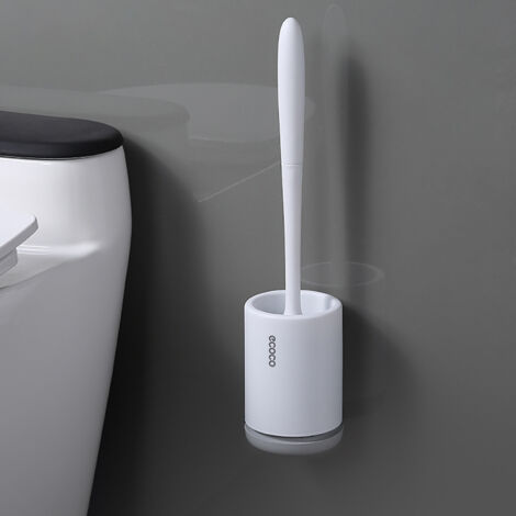 Brosse et support pour toilettes, ensemble brosse de toilette en silicone avec manche long et support à séchage rapide pour salle de bain ou toilettes d'invités-AquaForge (1/5)