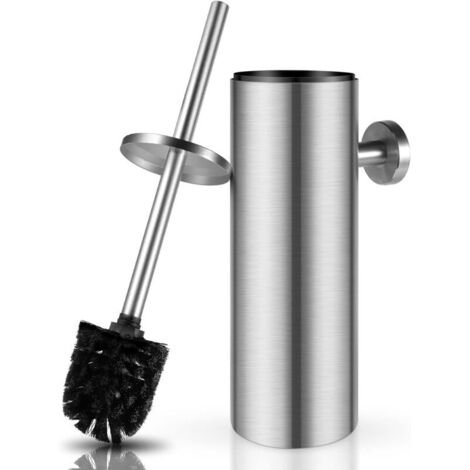 Brosse WC en acier inoxydable 304, avec support et couvercle anti-éclaboussures, design moderne, simple et pratique-AquaForge (1/4)