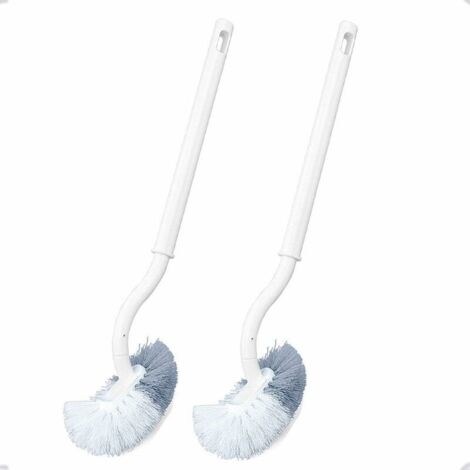 Lot de 2 brosses de toilette, brosses de toilette en plastique, brosses à long manche, brosses murales pour toilettes, nettoyage en profondeur, blanches-AquaForge (1/5)