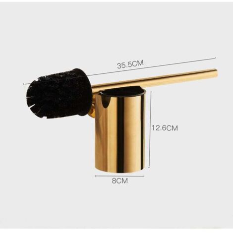 Brosse de toilette élégante en acier inoxydable, finition or brossé luxueuse, nettoyant puissant pour votre salle de bain-AquaForge (1/5)