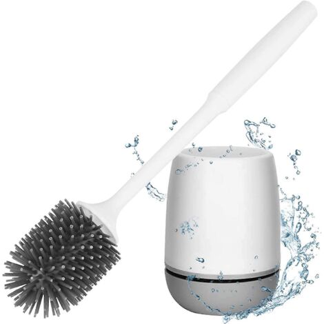 Brosse de toilette avec support de séchage ventilé, brosse de toilette en silicone, kit de nettoyage de salle de bain, brosse de toilette robuste, sur pied et-AquaForge (1/5)