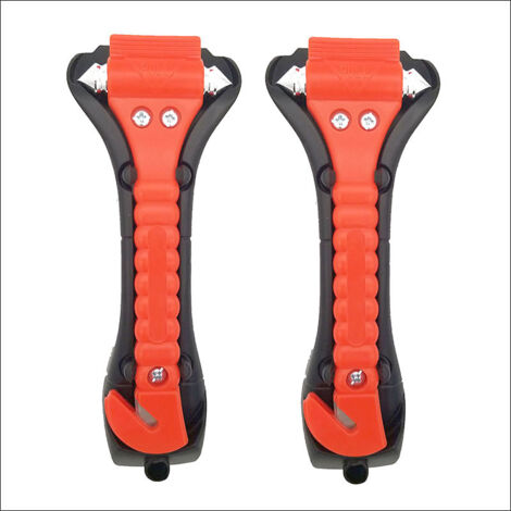 Coupe-ceinture de sécurité et marteau d'urgence pour vitre de voiture 2 en 1 Marteau d'urgence Marteau de pompier Marteau de secours extérieur 19,2 x 7,3 x 3,4 cm Rouge-AquaForge (1/4)