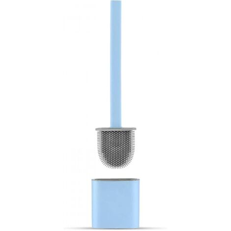 Brosse de toilette en silicone avec support - Brosse de toilette et support, anti-goutte, antibactérienne, ventilée, pour salle de bain et toilettes (bleu)-AquaForge (1/5)