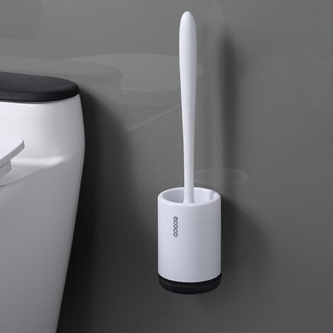 Brosse et support pour toilettes, ensemble brosse en silicone à manche long et support à séchage rapide pour salle de bain ou toilettes d'invités-AquaForge (1/5)