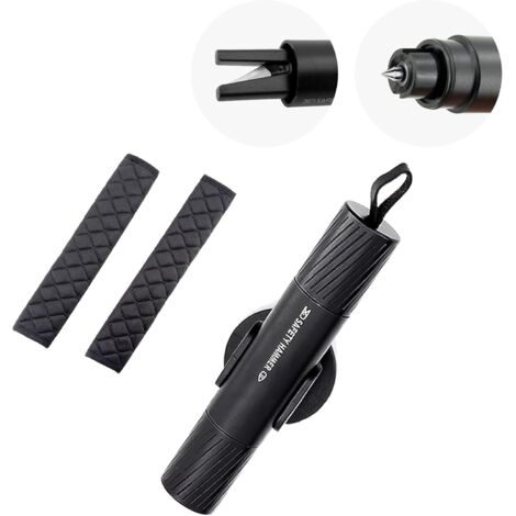 Marteau d'urgence automobile Safehammer 2025 (dernier modèle amélioré), 3 pièces : brise-vitre et coupe-ceinture de sécurité, avec protège-ceinture de sécurité offert.-AquaForge (1/5)