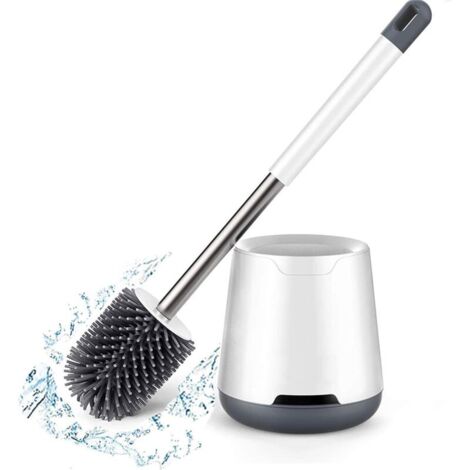 Brosse de toilette, brosse de toilette antibactérienne SiliCone et support de brosse de toilette avec poils SiliCone propres, base avec filtre à eau et Q-AquaForge (1/4)