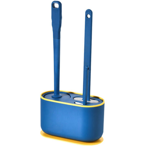 Brosse WC à long manche, nettoyage en profondeur, multifonctionnelle, brosse WC suspendue pour salle de bain, bleue-AquaForge (1/5)