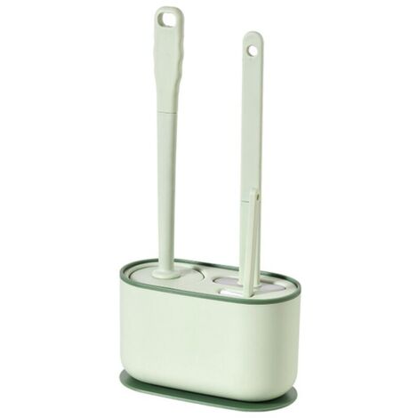 Porte-brosse WC mural 3 en 1, vert, pour le nettoyage de la salle de bain et de la maison. Idéal pour les recoins difficiles d'accès.-AquaForge (1/5)