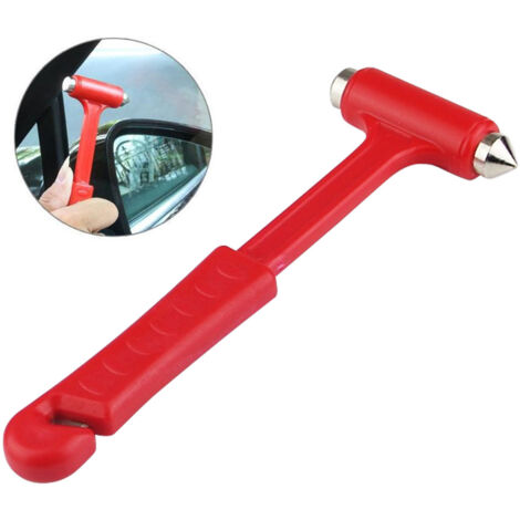Marteau de sécurité automobile (1 unité), marteau d'évacuation d'urgence automatique avec brise-vitre et coupe-ceinture de sécurité, outil d'évacuation d'urgence rouge.-AquaForge (1/5)