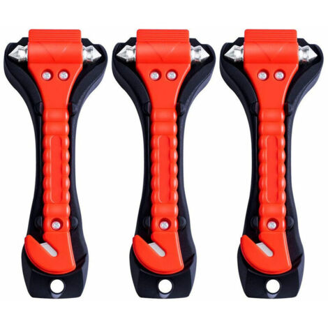 Ensemble complet de 3 pièces comprenant un marteau de sécurité d'urgence pour voiture et un coupe-ceinture de sécurité.-AquaForge (1/5)