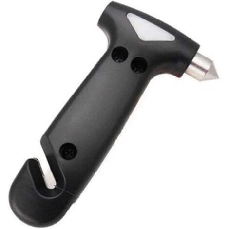 Marteau d'urgence brise-vitre, marteau de secours, marteau de dépannage automobile, coupe-ceinture de sécurité noir-AquaForge (1/3)