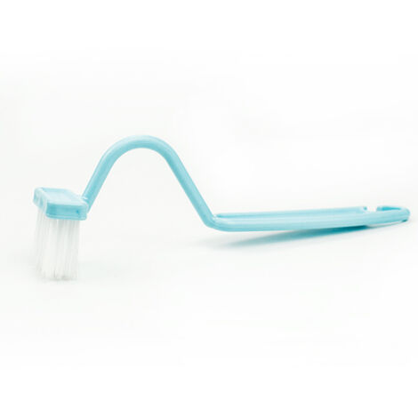 Brosse de toilette compacte en forme de V avec manche incurvé, brosse d'hygiène, brosse de salle de bain en plastique, bleue-AquaForge (1/5)