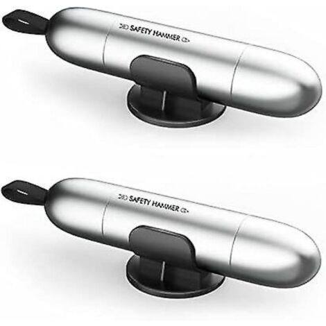 Lot de 2 marteaux de sécurité multifonctionnels, brise-vitre, marteau d'urgence pour voiture, argent-AquaForge (1/4)
