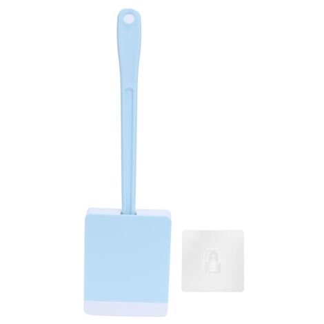 Brosse de toilette murale avec couvercle et manche long souple, idéale pour la salle de bain, l'hôtel ou la maison (bleue)-AquaForge (1/5)