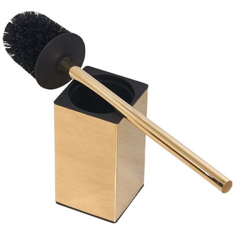 Porte-brosse WC doré avec brosse, en acier inoxydable nickelé.-AquaForge (1/5)
