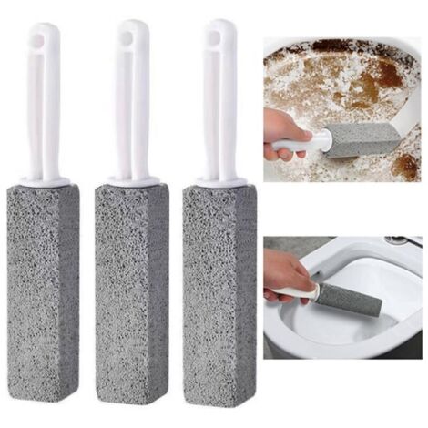 Brosse WC Ponce en pierre ponce (3 pièces, grise, 3,8 x 3,8 x 23,5 cm), pour le nettoyage des toilettes, Gris Citron Vert-AquaForge (1/5)