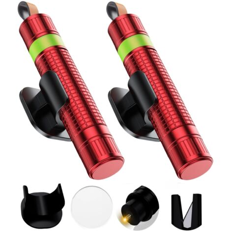 Outil d'évacuation d'urgence 2 en 1 - Brise-vitre et coupe-ceinture de sécurité, marteau de sécurité pour voiture avec porte-clés, lot de 2, rouge-AquaForge (1/5)
